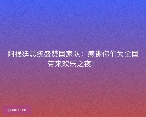 阿根廷总统盛赞国家队：感谢你们为全国带来欢乐之夜！